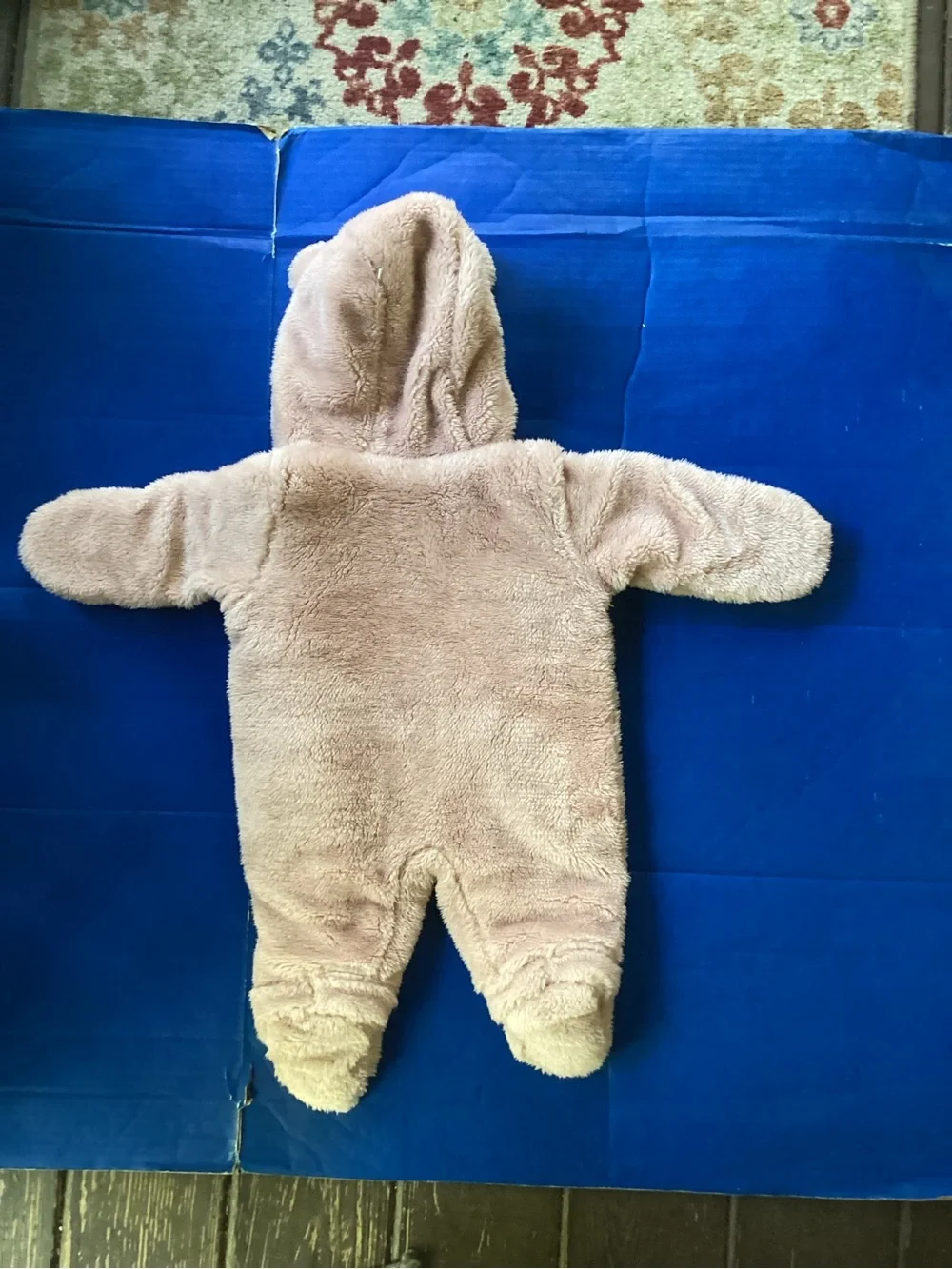 Wippette Plush Bear Hooded Footie in Light pink, size 0/3 months